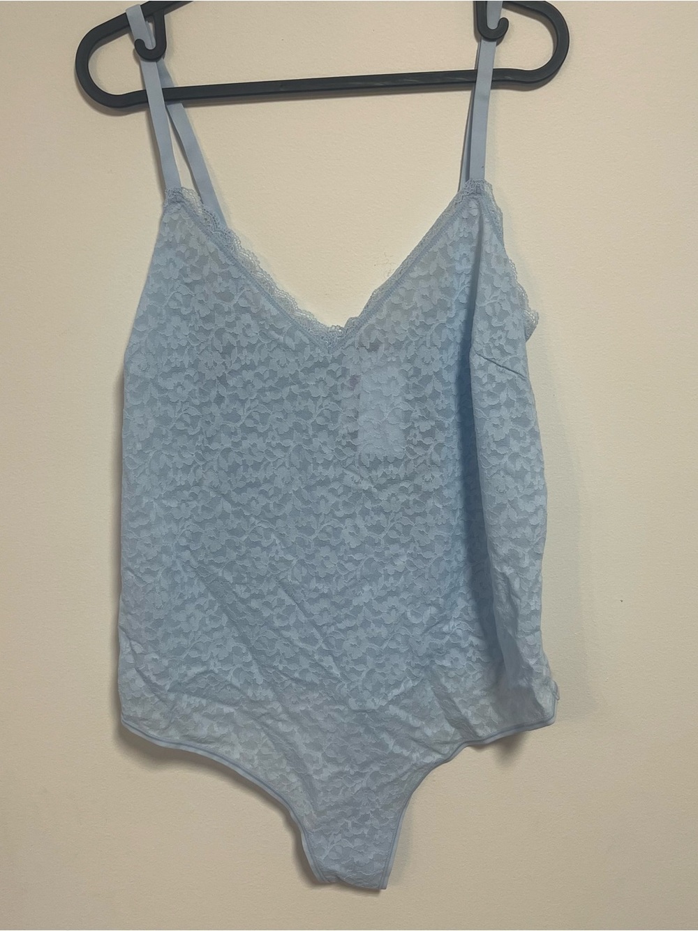 YITTY Lush Lace Strappy Bodysuit Womens XXL/1X Sheer Stretch Teddy Blue NWT